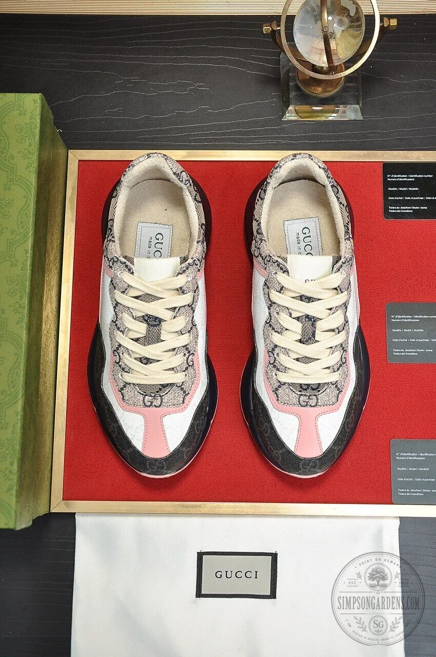 Gucci Monogram Pink and Black Designer Sneakers 10 Gucci Monogram Pink and Black Designer Sneakers