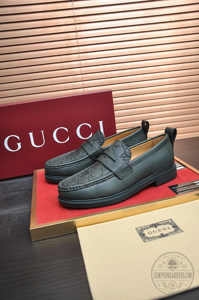 Gucci Embossed Leather Horsebit Loafers Slip-On Dress Shoes 4 Gucci Embossed Leather Horsebit Loafers Slip-On Dress Shoes