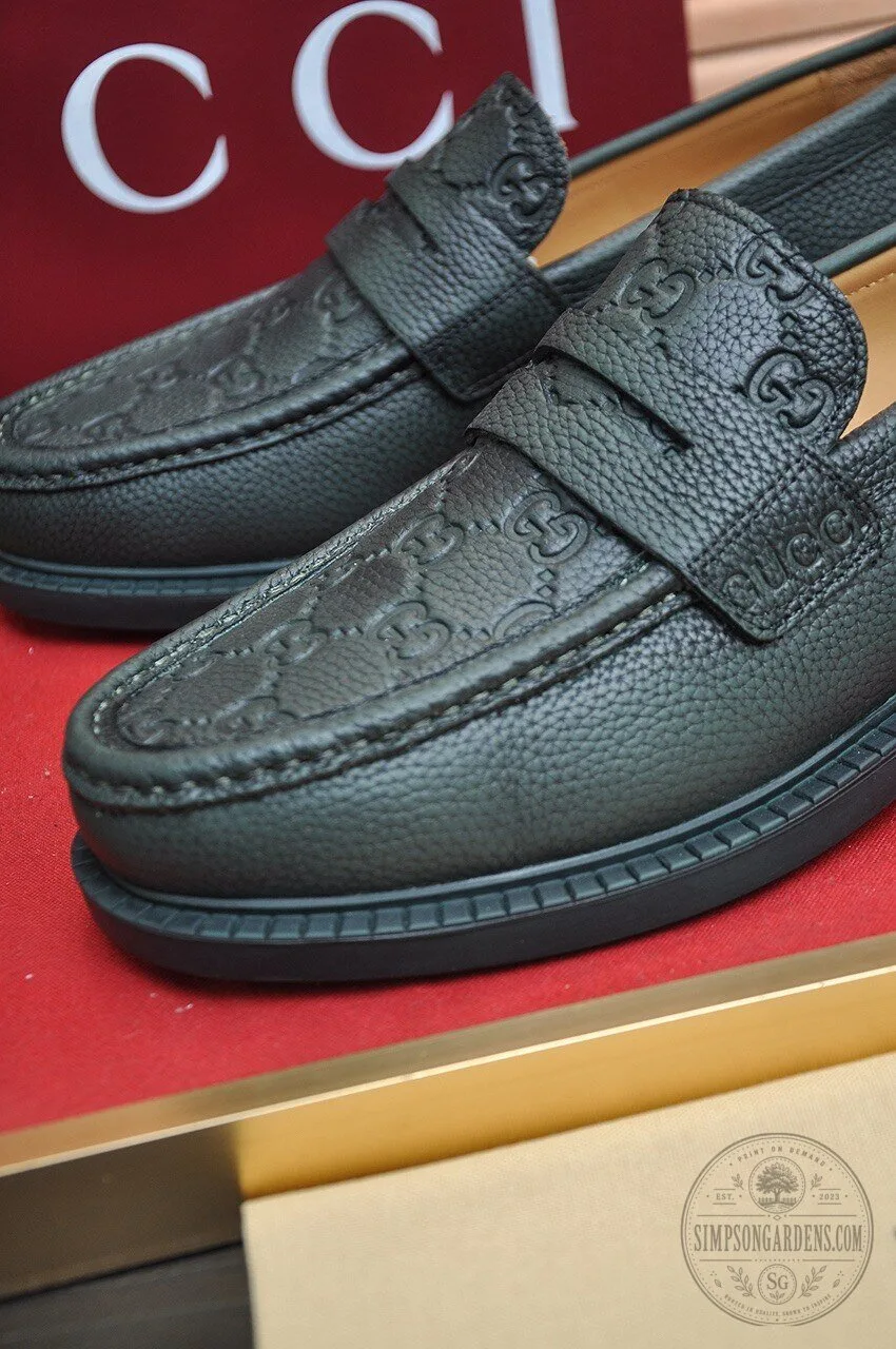 Gucci Embossed Leather Horsebit Loafers Slip-On Dress Shoes 10 Gucci Embossed Leather Horsebit Loafers Slip-On Dress Shoes