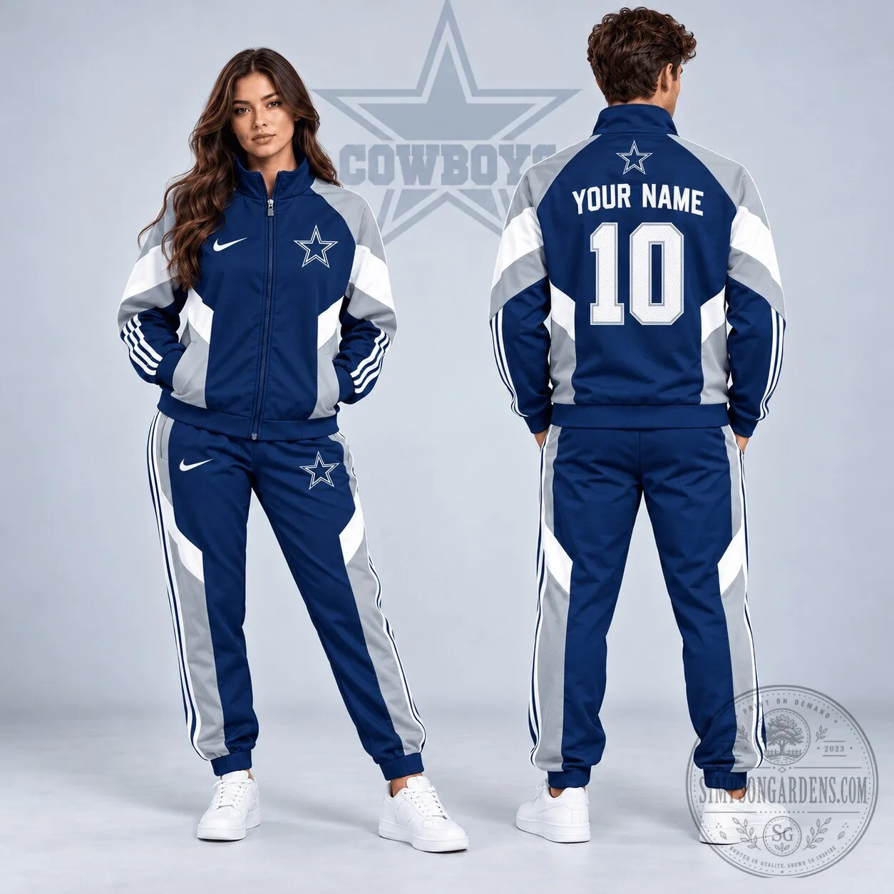 Dallas Cowboys Personalized Name Number Colorblock Full Zip Jacket