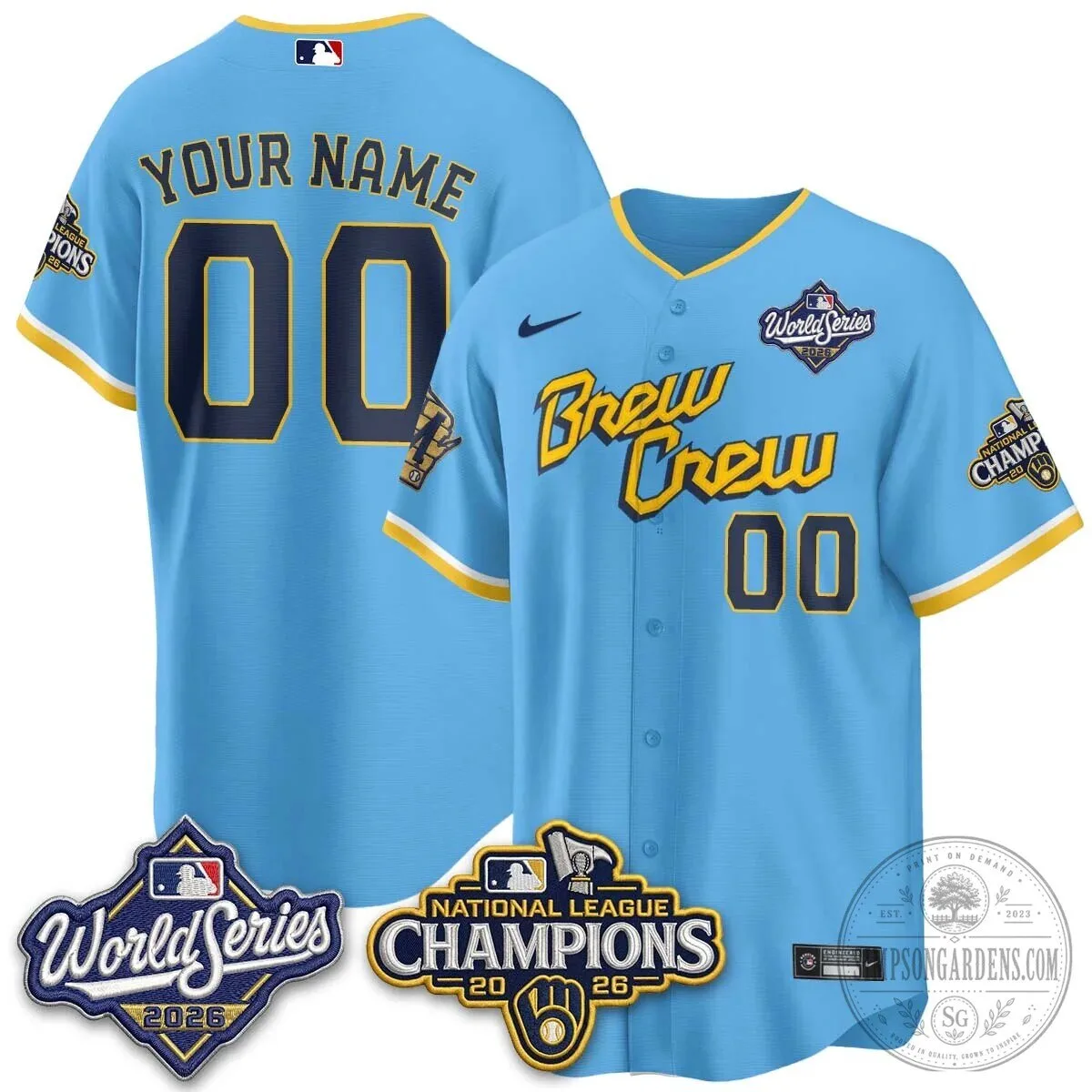 Milwaukee Brewers 2026 National League Champions Custom Baseball Jersey 3 Milwaukee Brewers 2026 National League Champions Custom Baseball Jersey